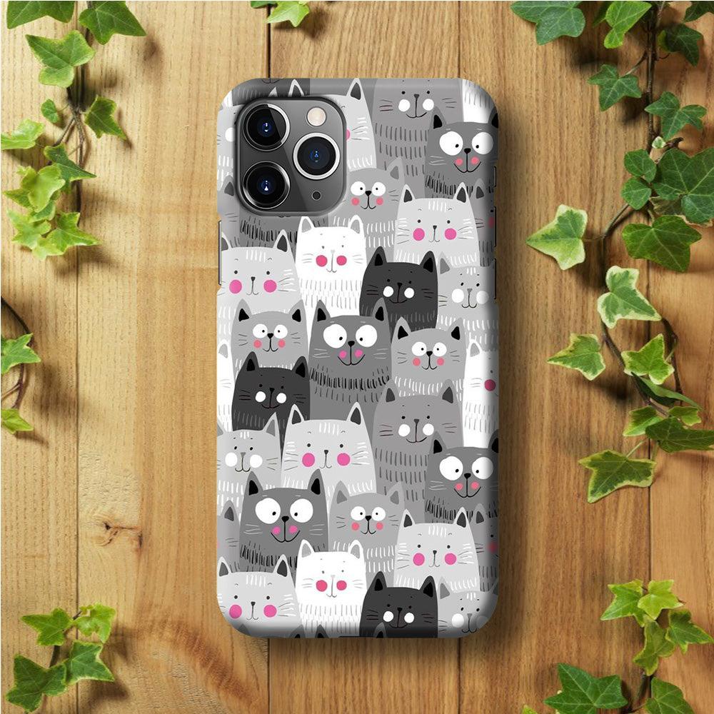 Cute Cat 001 iPhone 11 Pro Case-Plastic / Full Wrap (3D Case)-Xtracase