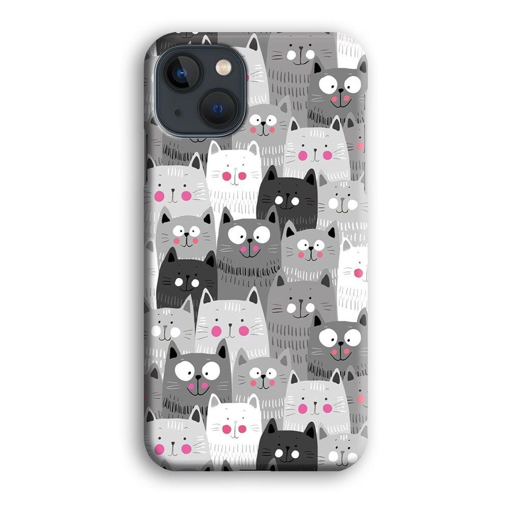 Cute Cat 001 iPhone 13 Mini Case-Plastic / Full Wrap (3D Case)-Xtracase