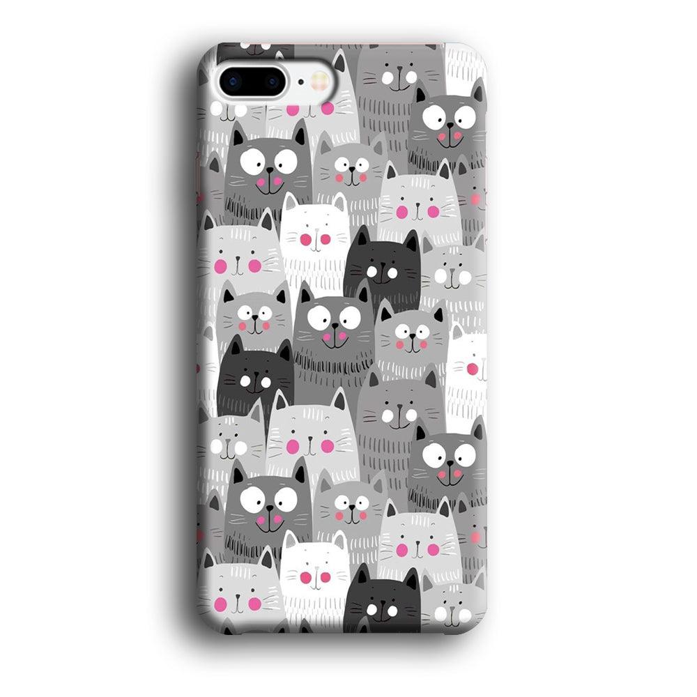 Cute Cat 001 iPhone 8 Plus Case-Plastic / Full Wrap (3D Case)-Xtracase