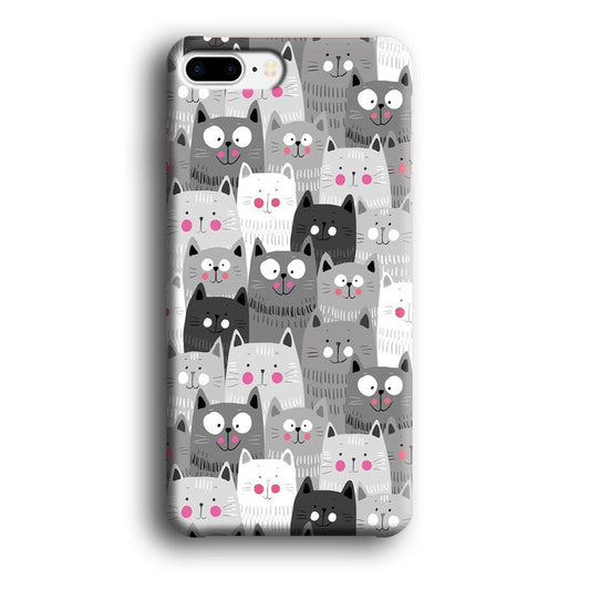 Cute Cat 001 iPhone 8 Plus Case-Plastic / Full Wrap (3D Case)-Xtracase