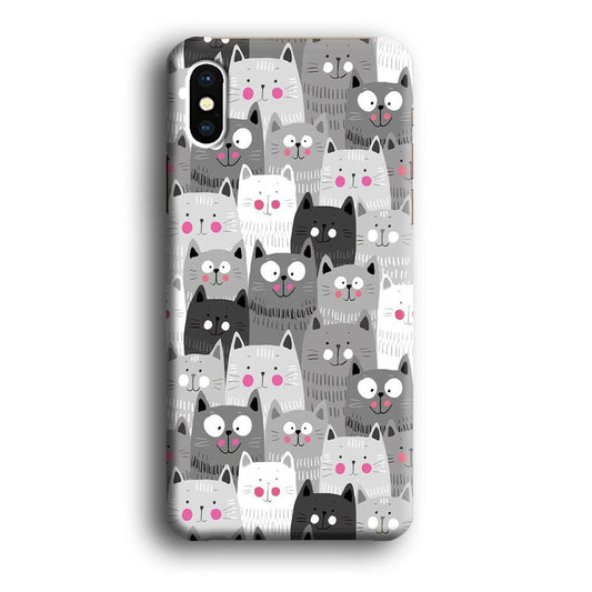 Cute Cat 001 iPhone Xs Case-Plastic / Full Wrap (3D Case)-Xtracase