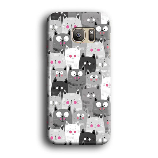 Cute Cat 001 Samsung Galaxy S7 Case-Plastic / Full Wrap (3D Case)-Xtracase