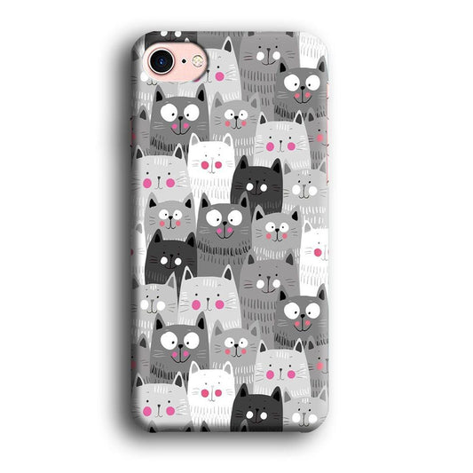Cute Cat 001 iPhone 8 Case-Plastic / Full Wrap (3D Case)-Xtracase