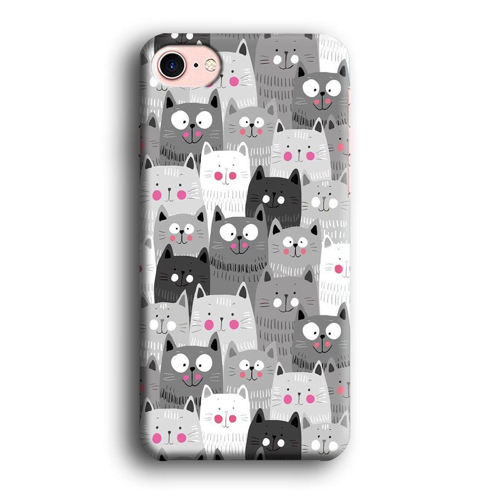 Cute Cat 001 iPhone 7 Case-Plastic / Full Wrap (3D Case)-Xtracase