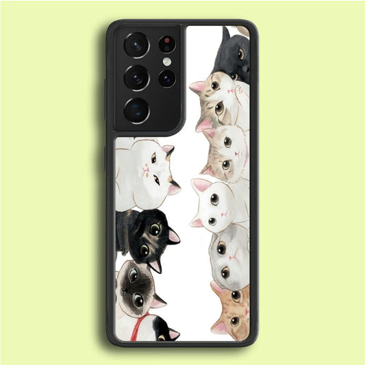 Cute Cat 002 Samsung Galaxy S21 Ultra Case-Plastic / Full Wrap (3D Case)-Xtracase