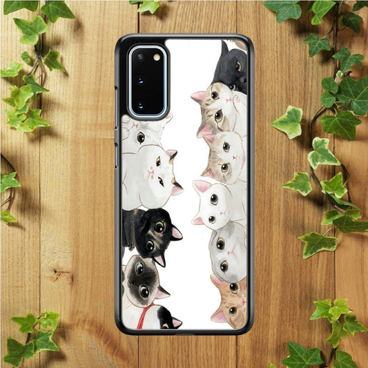 Cute Cat 002 Samsung Galaxy S20 Case-Plastic / Full Wrap (3D Case)-Xtracase