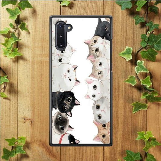 Cute Cat 002 Samsung Galaxy Note 10 Case-Rubber / Black (2D Case)-Xtracase