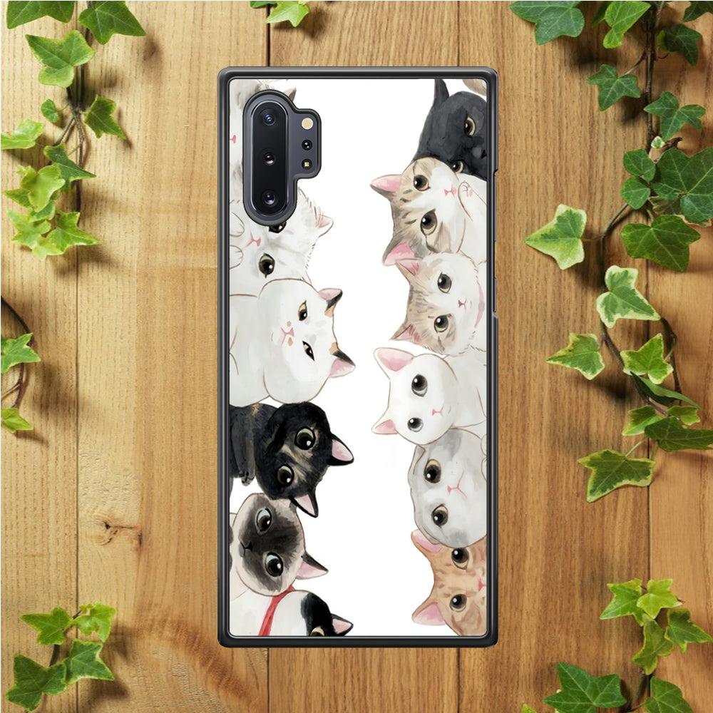 Cute Cat 002 Samsung Galaxy Note 10 Plus Case-Rubber / White (2D Case)-Xtracase
