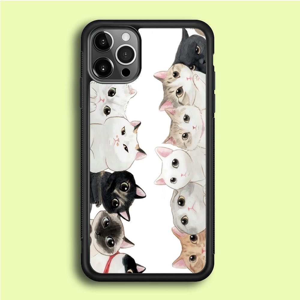Cute Cat 002 iPhone 12 Pro Case-Rubber / Black (2D Case)-Xtracase