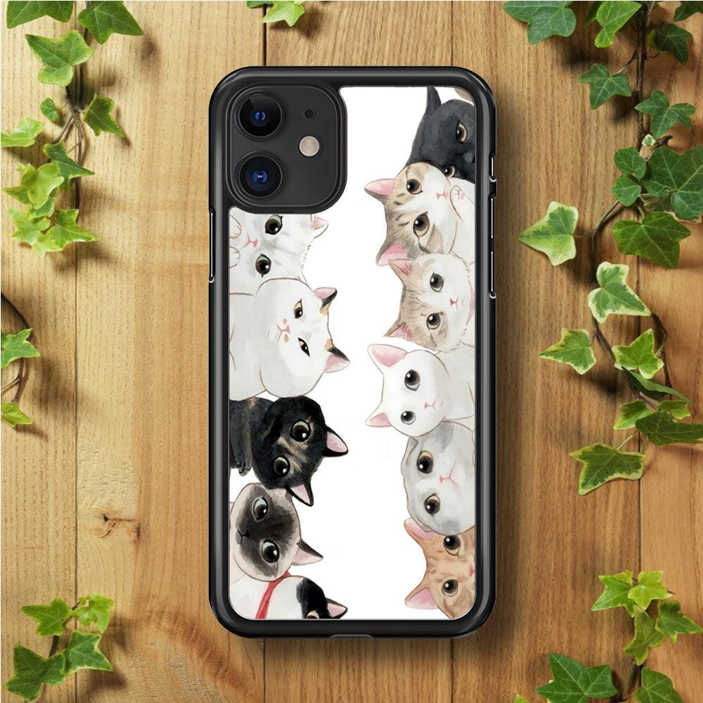 Cute Cat 002 iPhone 11 Case-Rubber / Black (2D Case)-Xtracase