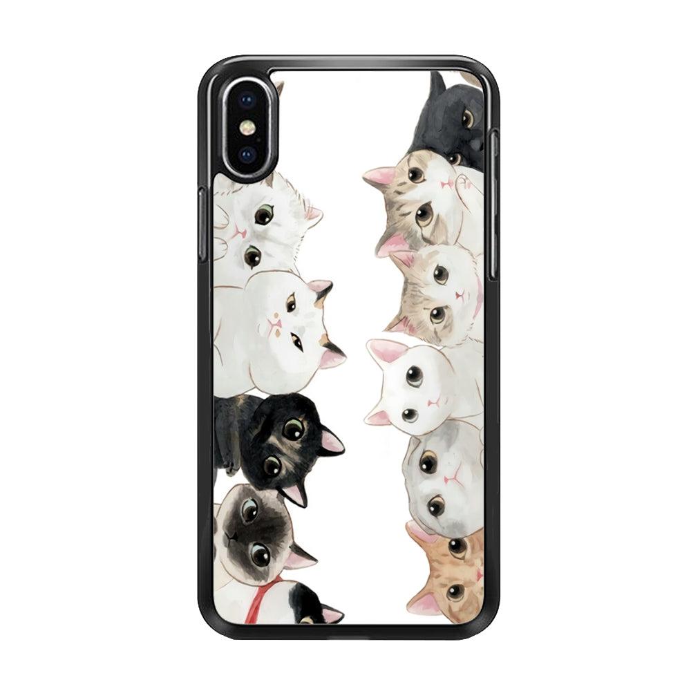 Cute Cat 002 iPhone Xs Max Case-Rubber / Black (2D Case)-Xtracase