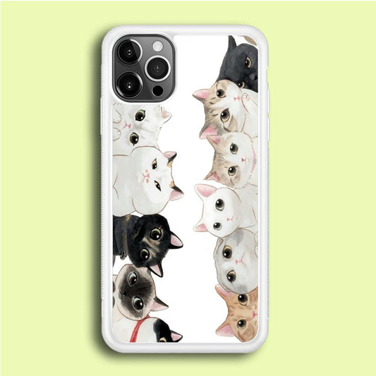 Cute Cat 002 iPhone 12 Pro Case-Rubber / White (2D Case)-Xtracase