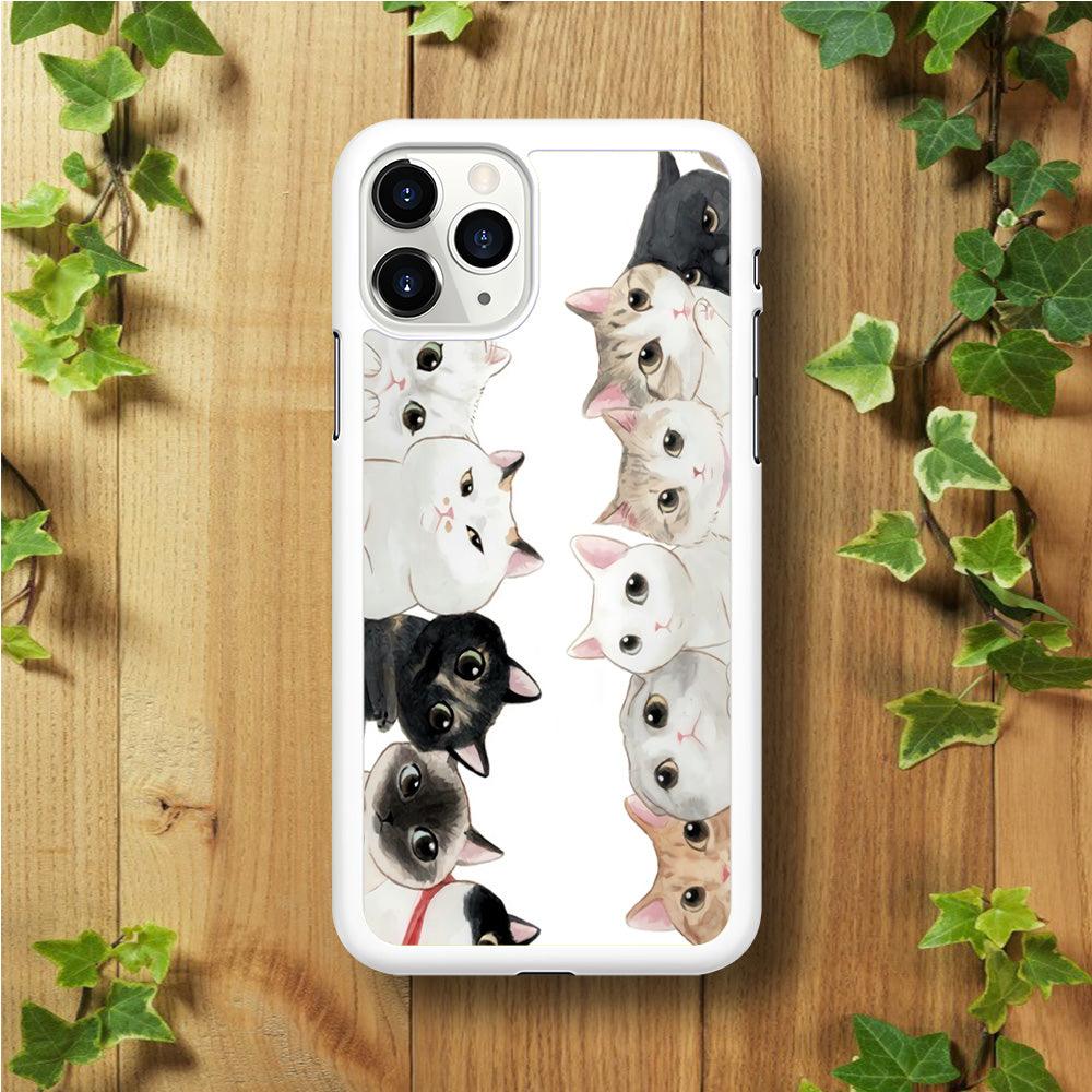 Cute Cat 002 iPhone 11 Pro Max Case-Rubber / White (2D Case)-Xtracase