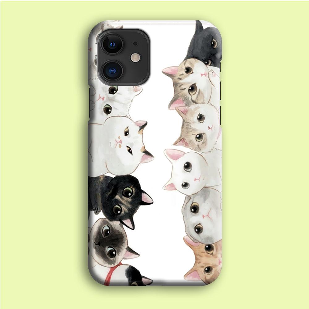 Cute Cat 002 iPhone 12 Mini Case-Plastic / Full Wrap (3D Case)-Xtracase