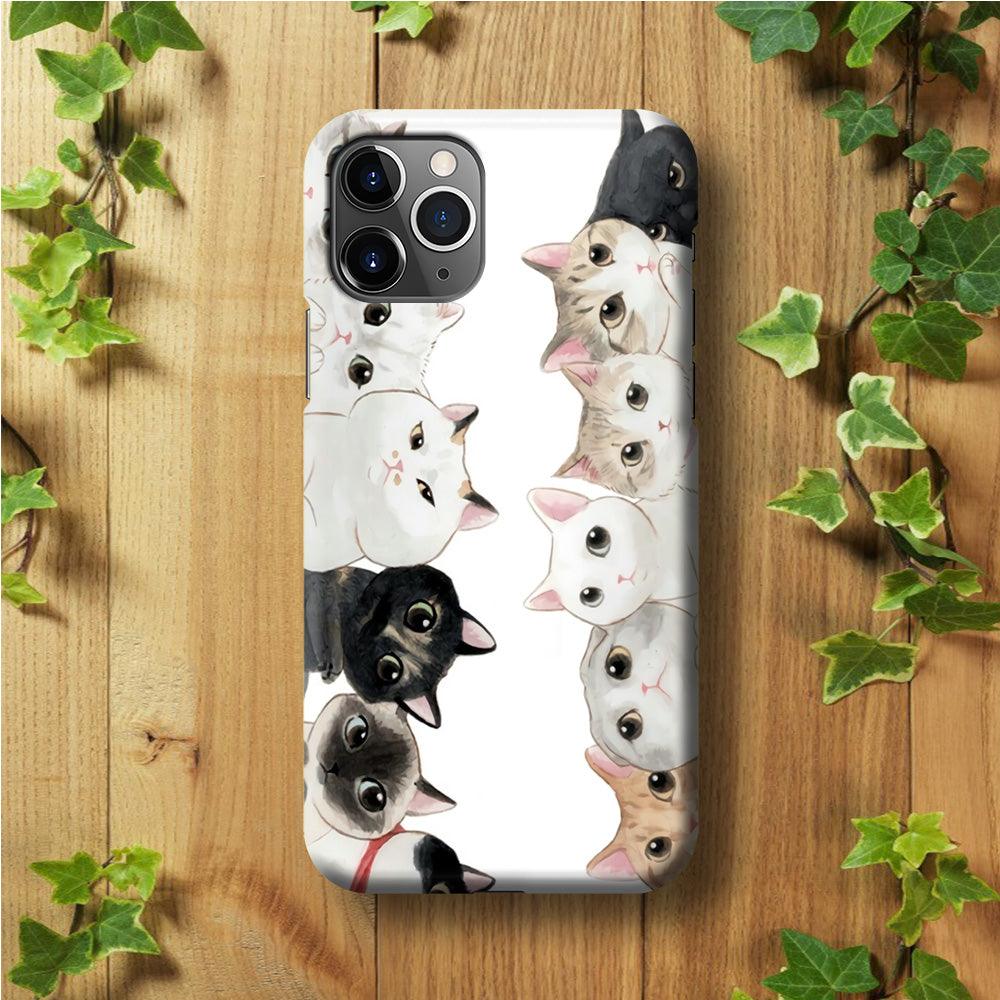Cute Cat 002 iPhone 11 Pro Max Case-Plastic / Full Wrap (3D Case)-Xtracase