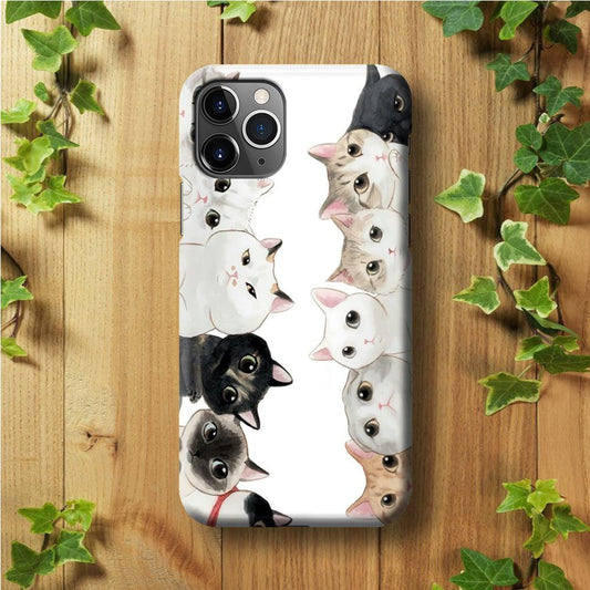 Cute Cat 002 iPhone 11 Pro Max Case-Plastic / Full Wrap (3D Case)-Xtracase
