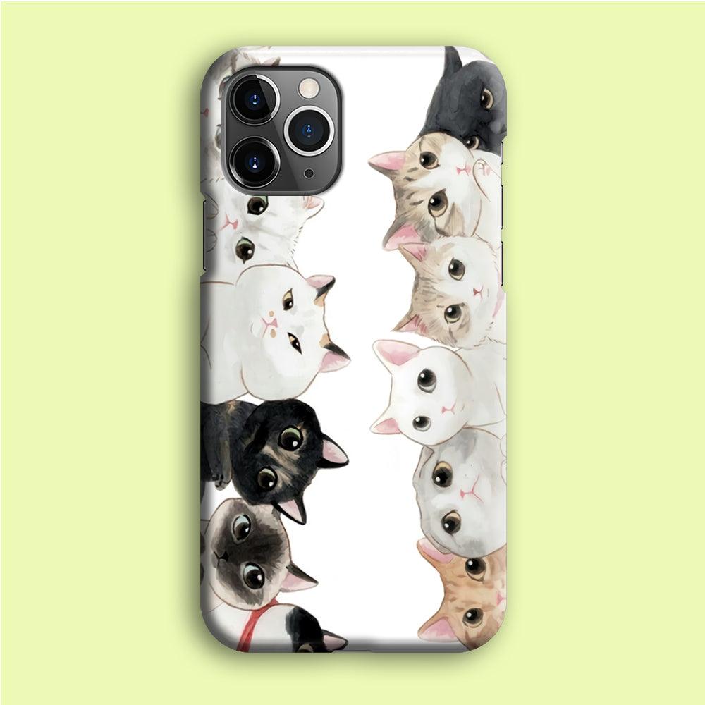 Cute Cat 002 iPhone 12 Pro Case-Plastic / Full Wrap (3D Case)-Xtracase