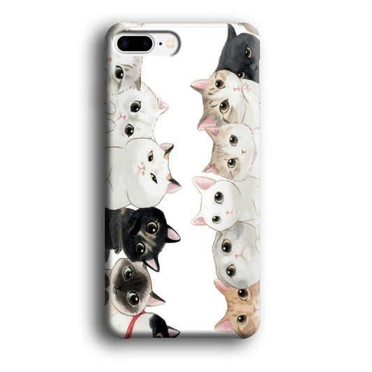 Cute Cat 002 iPhone 8 Plus Case-Plastic / Full Wrap (3D Case)-Xtracase