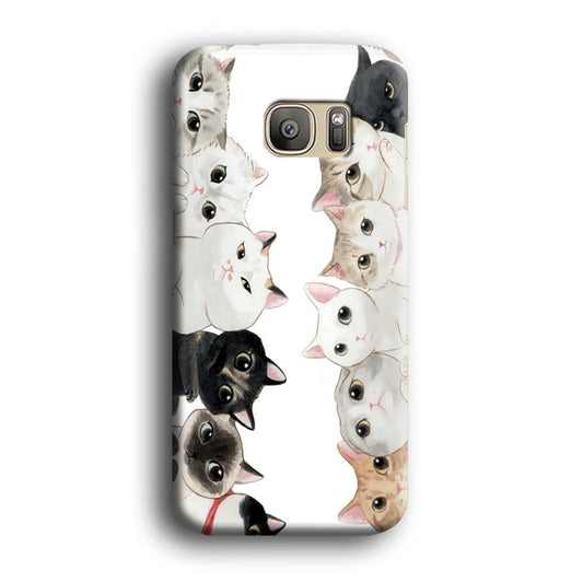 Cute Cat 002 Samsung Galaxy S7 Edge Case-Plastic / Full Wrap (3D Case)-Xtracase