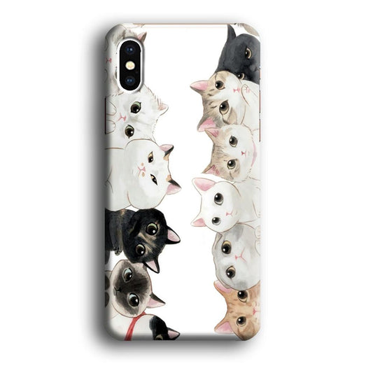 Cute Cat 002 iPhone X Case-Plastic / Full Wrap (3D Case)-Xtracase