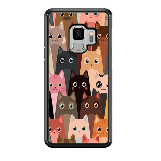 Cute Cat Doodle Samsung Galaxy S9 Case-Plastic / Full Wrap (3D Case)-Xtracase