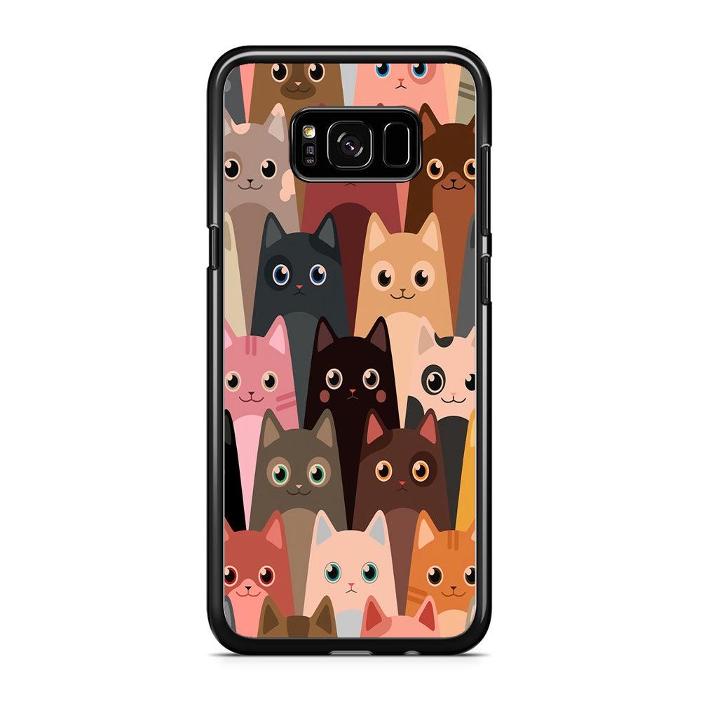 Cute Cat Doodle Samsung Galaxy S8 Case-Rubber / Black (2D Case)-Xtracase