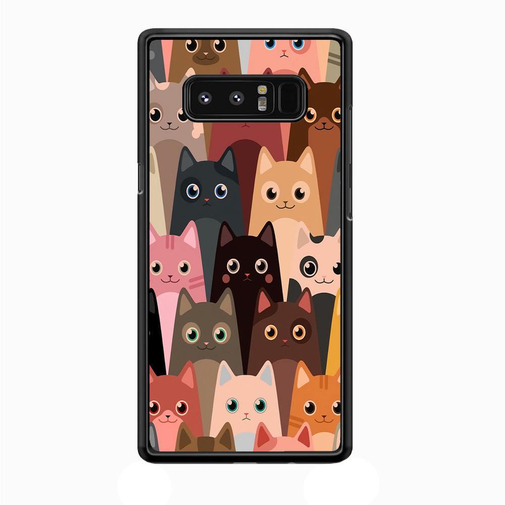 Cute Cat Doodle Samsung Galaxy Note 8 Case-Plastic / Full Wrap (3D Case)-Xtracase