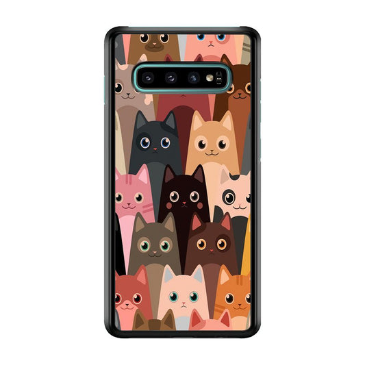 Cute Cat Doodle Samsung Galaxy S10 Case-Plastic / Full Wrap (3D Case)-Xtracase
