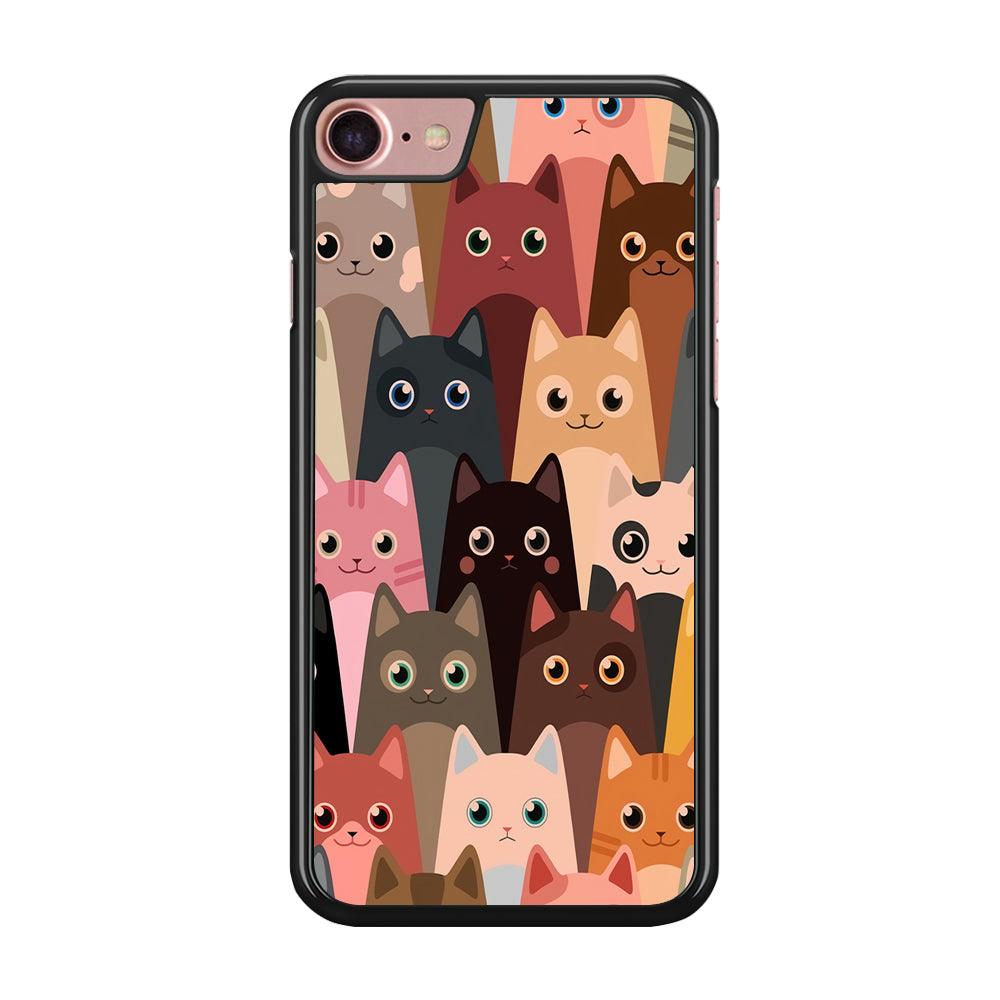 Cute Cat Doodle iPhone SE 2020 Case-Rubber / Black (2D Case)-Xtracase
