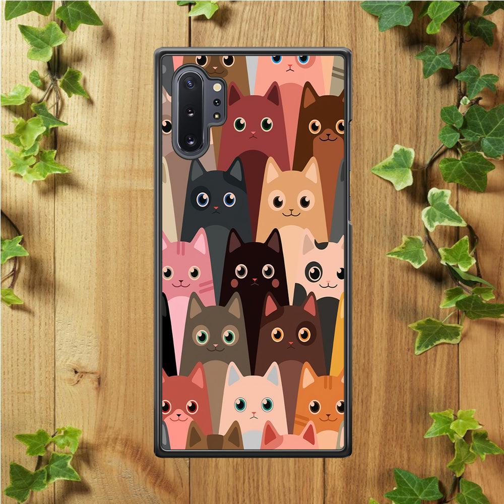 Cute Cat Doodle Samsung Galaxy Note 10 Plus Case-Plastic / Full Wrap (3D Case)-Xtracase