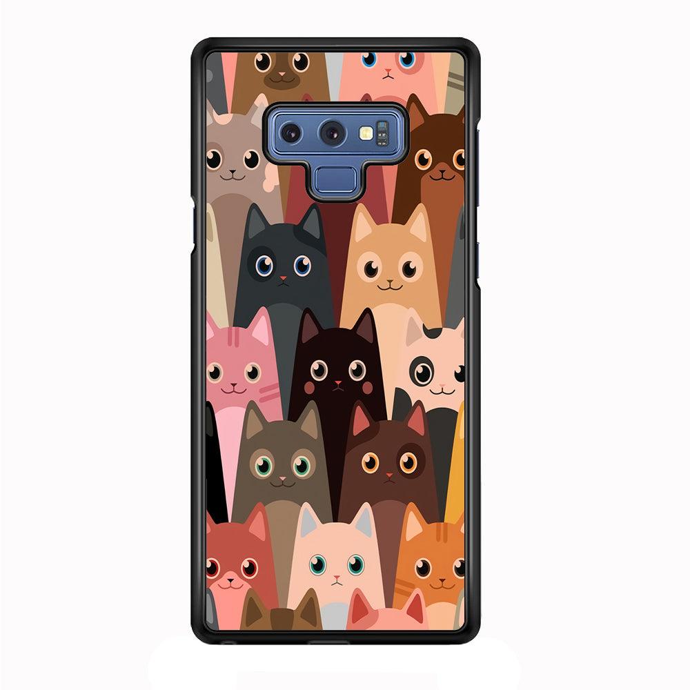 Cute Cat Doodle Samsung Galaxy Note 9 Case-Plastic / Full Wrap (3D Case)-Xtracase