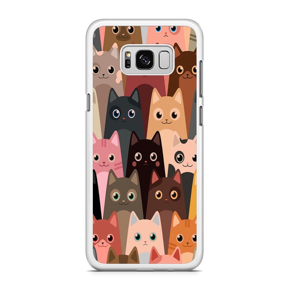 Cute Cat Doodle Samsung Galaxy S8 Case-Rubber / White (2D Case)-Xtracase