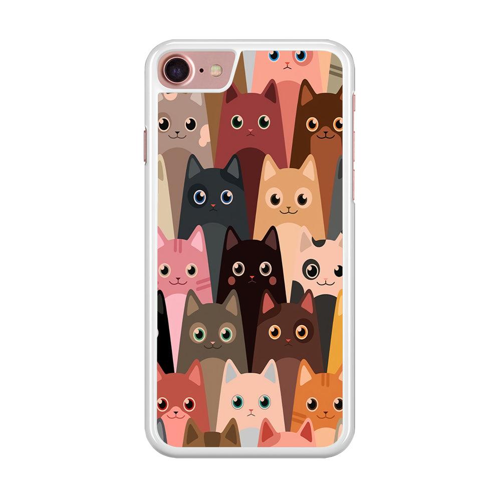 Cute Cat Doodle iPhone 8 Case-Rubber / White (2D Case)-Xtracase