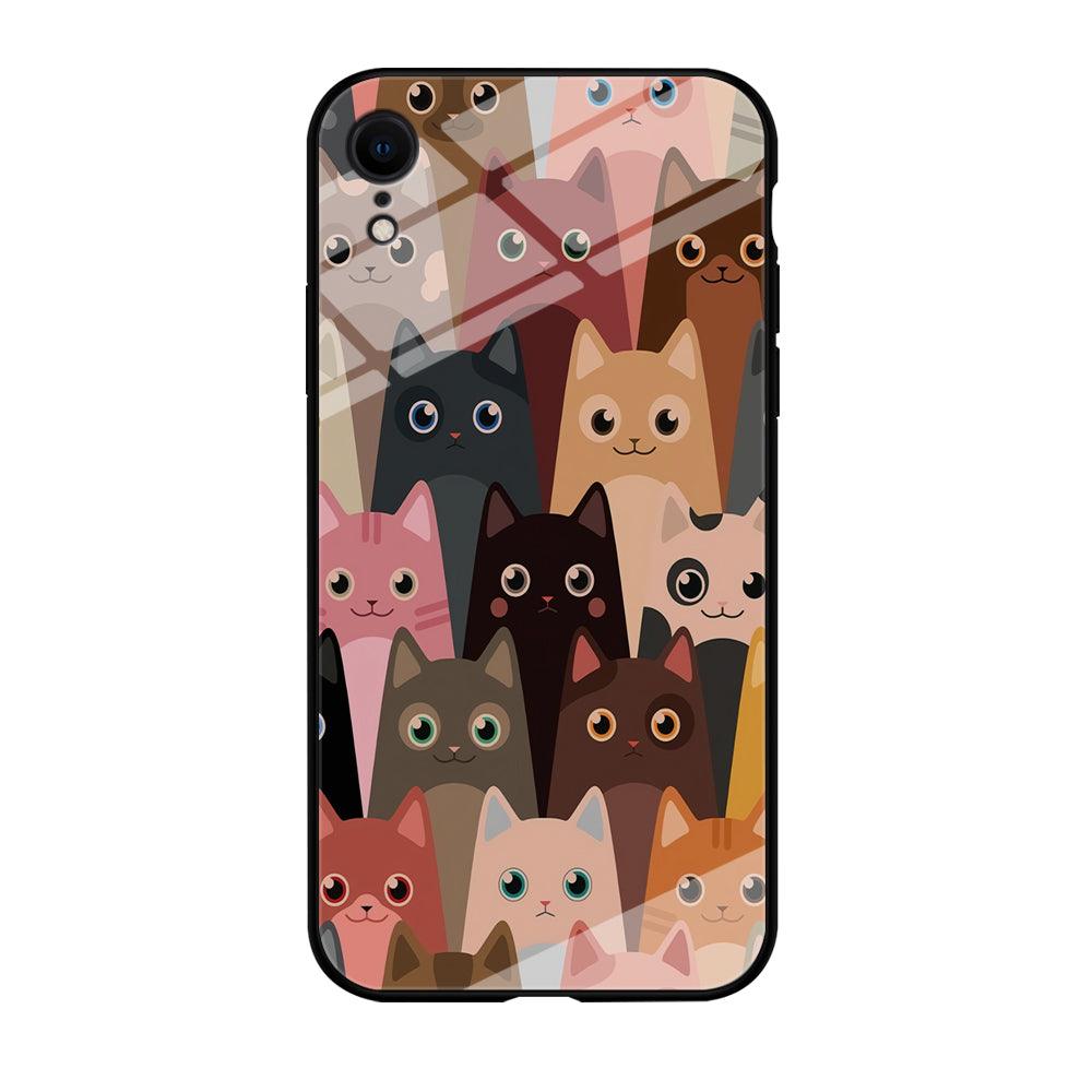 Cute Cat Doodle iPhone XR Case-Tempered Glass Case-Xtracase