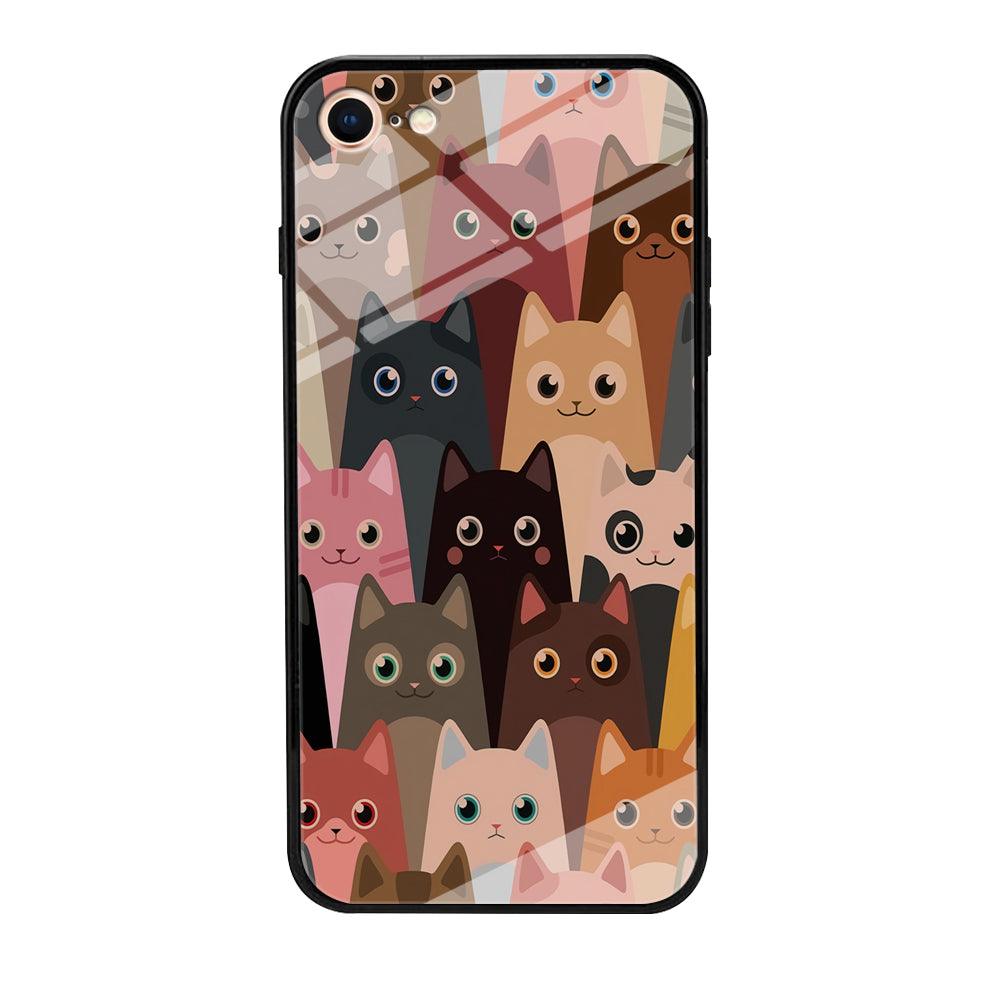 Cute Cat Doodle iPhone 8 Case-Tempered Glass Case-Xtracase