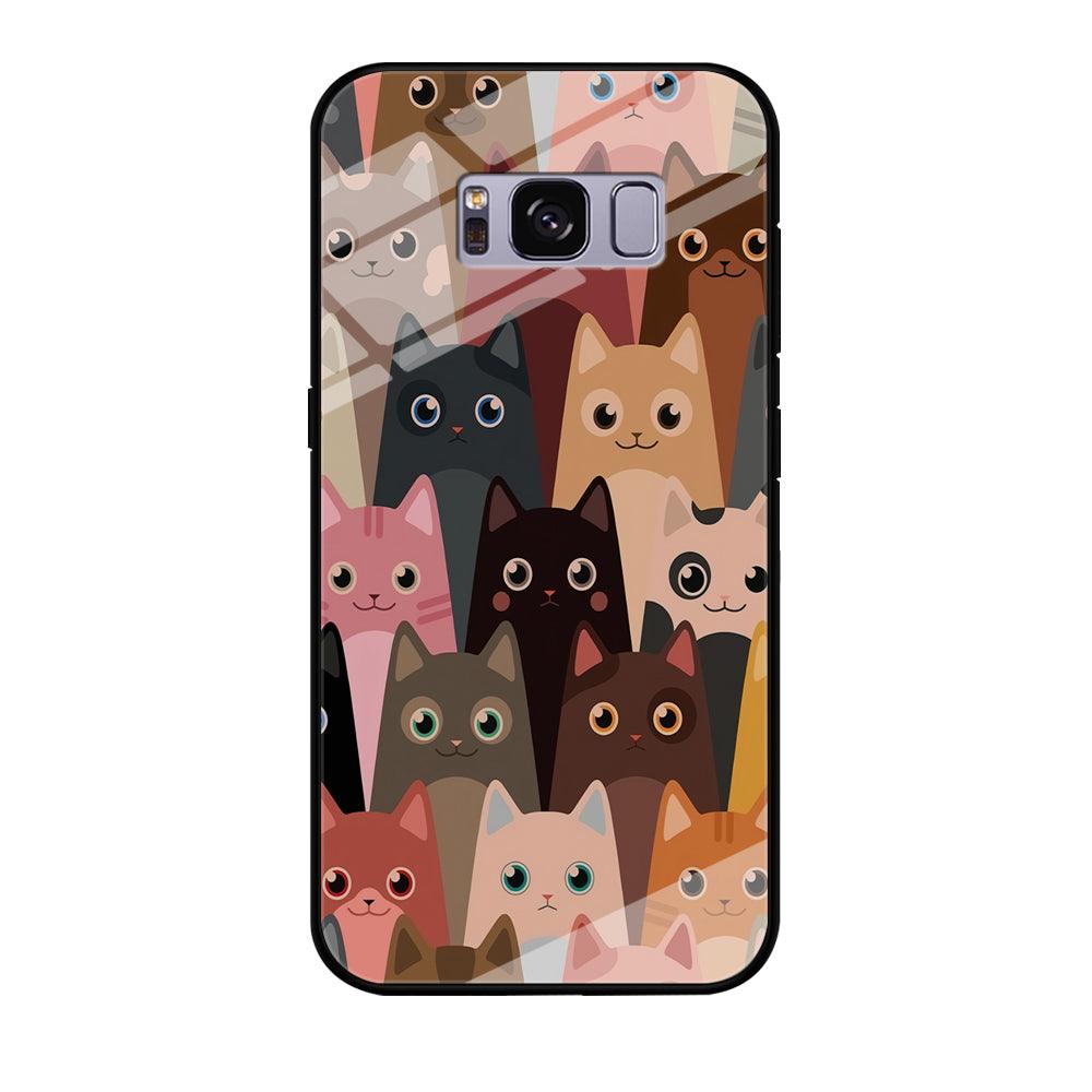 Cute Cat Doodle Samsung Galaxy S8 Case-Tempered Glass Case-Xtracase