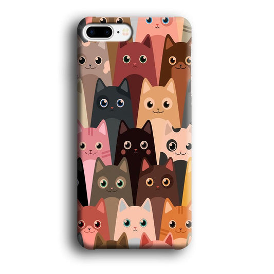 Cute Cat Doodle iPhone 8 Plus Case-Plastic / Full Wrap (3D Case)-Xtracase