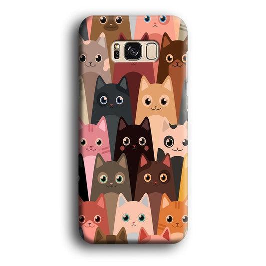 Cute Cat Doodle Samsung Galaxy S8 Case-Plastic / Full Wrap (3D Case)-Xtracase