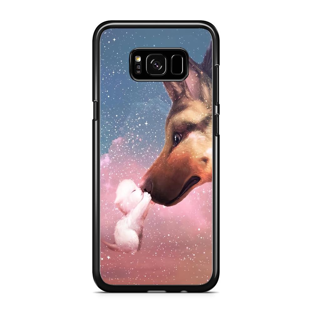 Cute Cat Kiss Dog Samsung Galaxy S8 Case-Rubber / Black (2D Case)-Xtracase