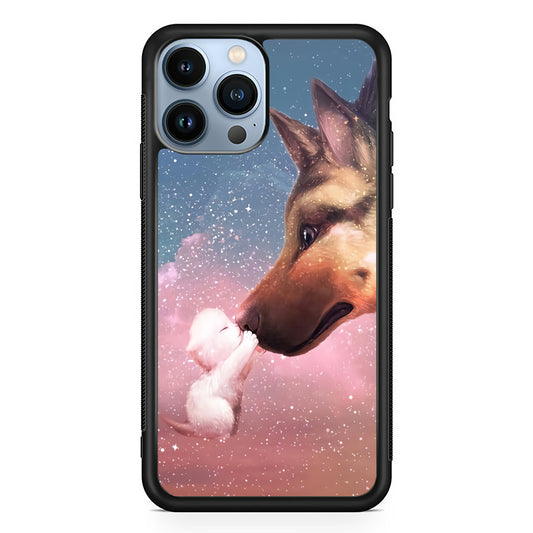Cute Cat Kiss Dog iPhone 13 Pro Max Case