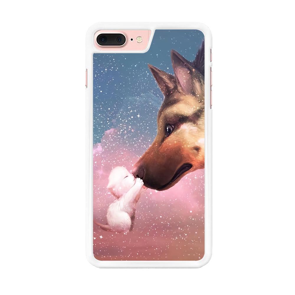 Cute Cat Kiss Dog iPhone 8 Plus Case-Rubber / White (2D Case)-Xtracase