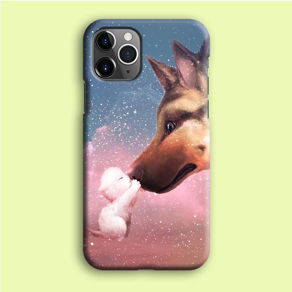 Cute Cat Kiss Dog iPhone 12 Pro Max Case-Plastic / Full Wrap (3D Case)-Xtracase