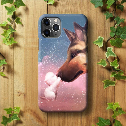 Cute Cat Kiss Dog iPhone 11 Pro Max Case-Plastic / Full Wrap (3D Case)-Xtracase