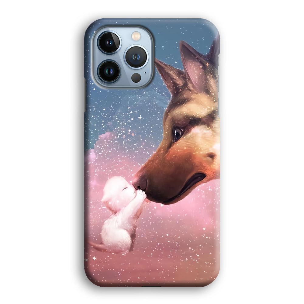 Cute Cat Kiss Dog iPhone 13 Pro Case-Plastic / Full Wrap (3D Case)-Xtracase