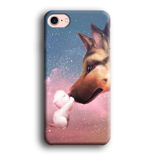 Cute Cat Kiss Dog iPhone SE 2020 Case-Plastic / Full Wrap (3D Case)-Xtracase
