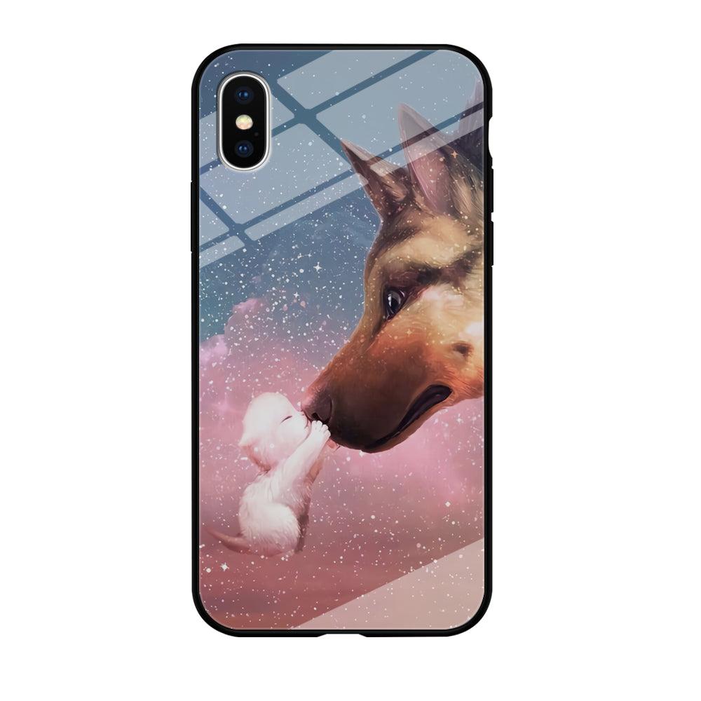 Cute Cat Kiss Dog iPhone Xs Case-Tempered Glass Case-Xtracase