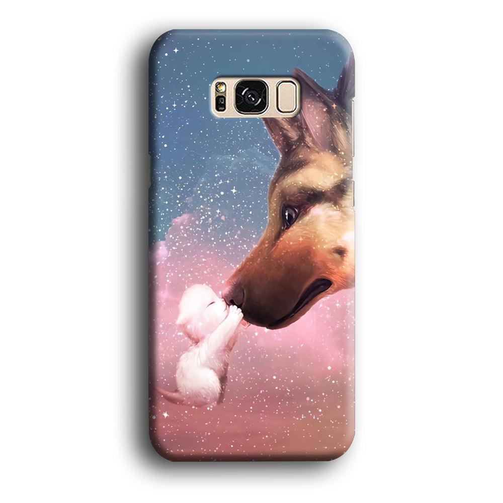 Cute Cat Kiss Dog Samsung Galaxy S8 Case-Plastic / Full Wrap (3D Case)-Xtracase