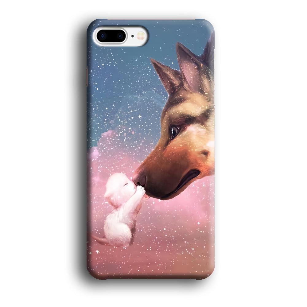 Cute Cat Kiss Dog iPhone 8 Plus Case-Plastic / Full Wrap (3D Case)-Xtracase