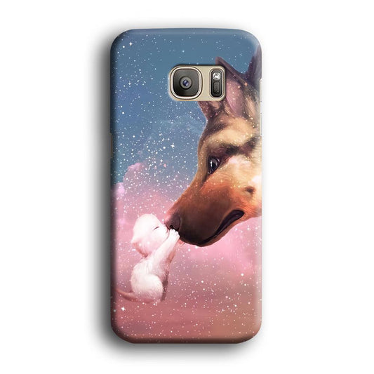 Cute Cat Kiss Dog Samsung Galaxy S7 Edge Case-Plastic / Full Wrap (3D Case)-Xtracase