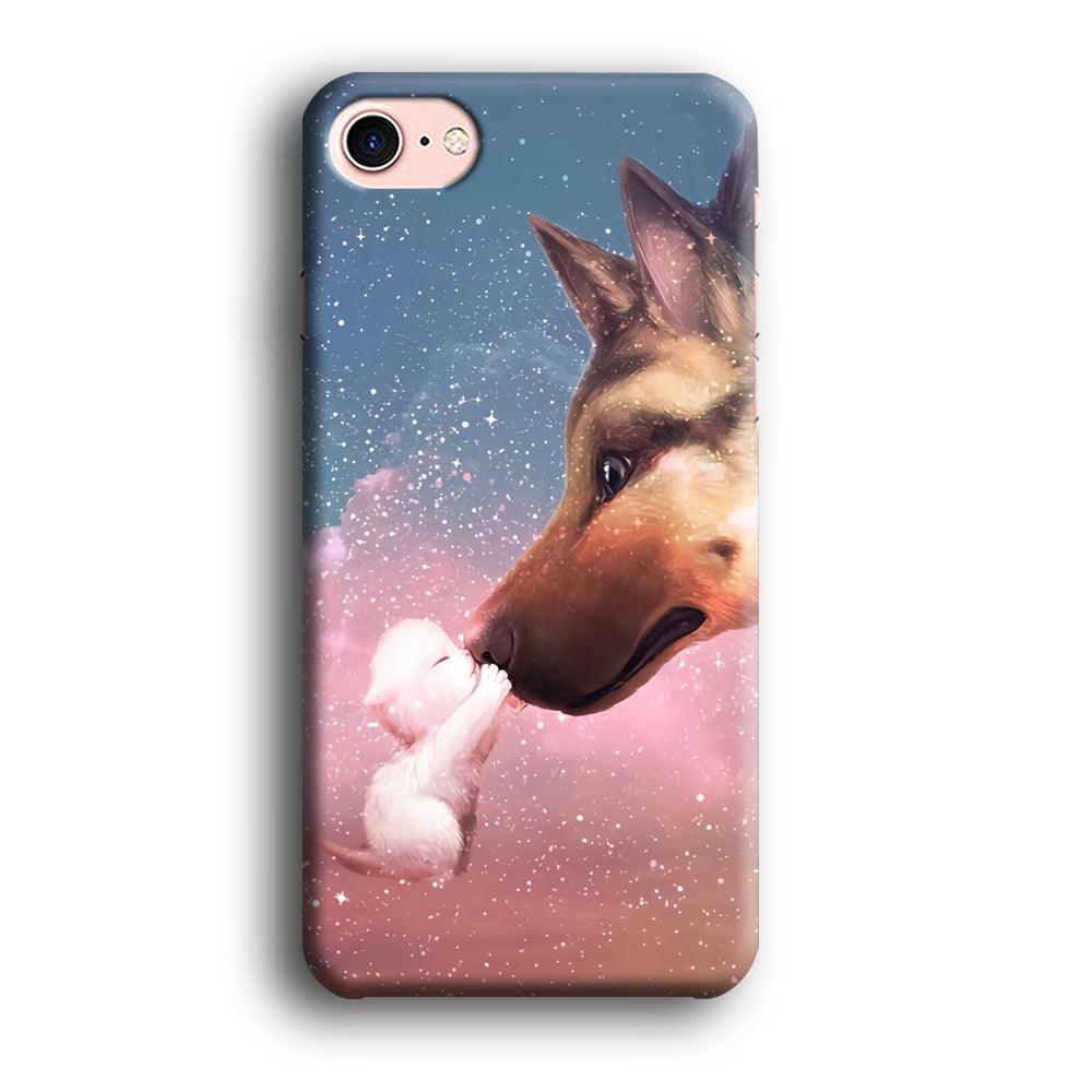 Cute Cat Kiss Dog iPhone 8 Case-Plastic / Full Wrap (3D Case)-Xtracase